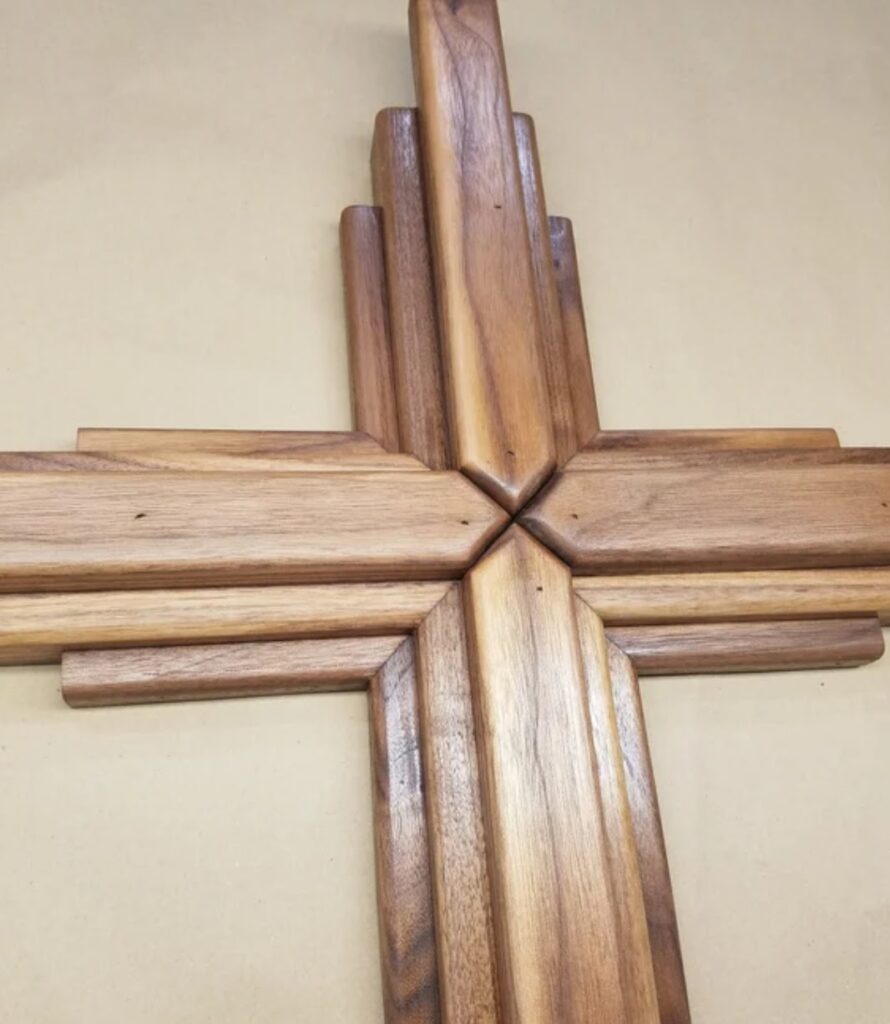 Beautiful cross Jeff created! He went from a cut of a tree to this!